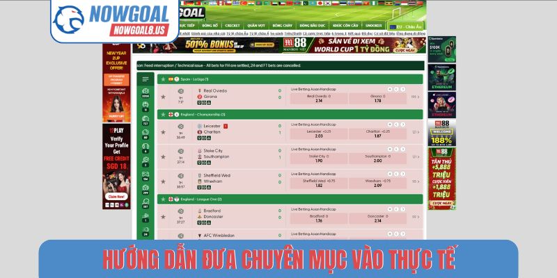 Hướng Dẫn 3 Bước Xem Tỉ Số Bóng Đá Trực Tuyến Nowgoal Hướng dẫn đưa chuyên mục vào thực tế